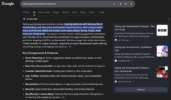 Dev Technosys featured by Google AI Overview among top Dating App Development Companies