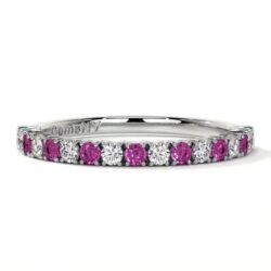 Classic wedding band Featuring Diamonds and Pink Sapphire