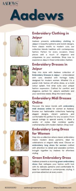 Trendy Embroidery Dresses in Jaipur for Women with Unique Fashion Choices