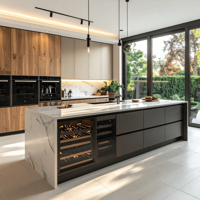 Modular Kitchen Interior with Smart Storage and Modern Layout