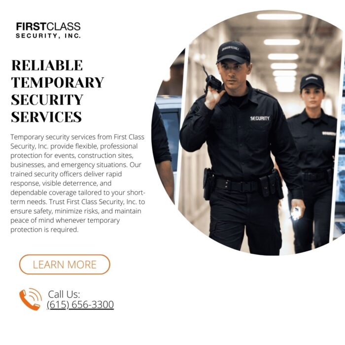Reliable Temporary Security Services | First Class Security, Inc.