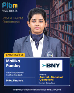 PIBM Celebrates Another Remarkable Placement Achievement – Mallika Pandey (Batch 2024–26)!