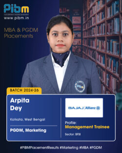 PIBM Celebrates Another Remarkable Placement Achievement – Arpita Dey (Batch 2024–26)!
