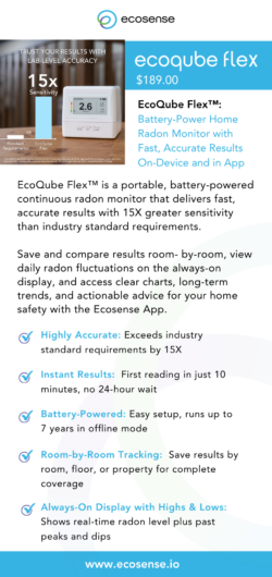 Monitor Radon Anywhere with the EcoQube Flex – Fast, Accurate, and Battery-Powered