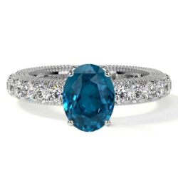Shop Solitaire Engagement Ring Oval London Topaz Ring with Diamonds
