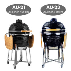 21.6/ 23.5 inch Ceramic BBQ Grill Smoker with Stand for Outdoor Barbeques