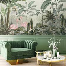 Tropical Paradise Wallpaper with Lush Leaves & Vivid Colors