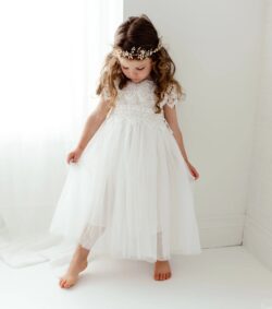 Boho Girls Lace Flower Girl Dress, Romantic Baby Christening Gown, Elegant Baptism Dress for Bab ...