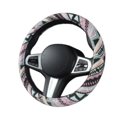 Car Steering Wheel Fabric Pattern Close View