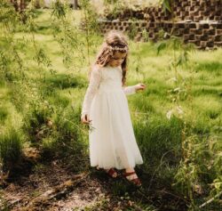 Ivory Boho Flower Girl Dress, Lace Tulle Wedding Gown, Rustic Christening & Communion Outfit ...