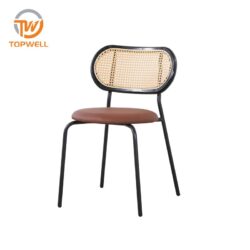 Rattan Chair Rattan Back PU Seat Powder Coating Legs DC-7235