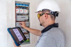 Electrician San Diego – Electrical Working With Switchboard With Fuses