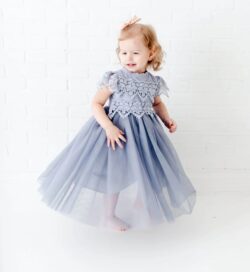 The Sienna Dress – Gray | Boho Flower Girl Dress