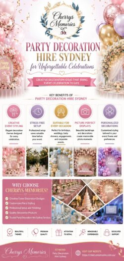Dessert Tables and Floral Styling via Party Decoration Hire Sydney