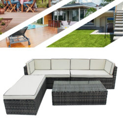 5 Seater Rattan Sofa Garden Furniture Set for Patio & Courtyard