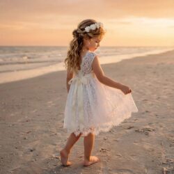 The Lauren Dress – White | Romantic Flower Girl Lace Dress