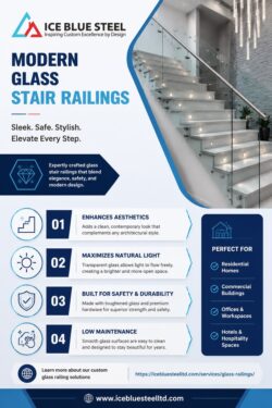 Modern Glass Stair Railings | ICE BLUE STEEL LTD.