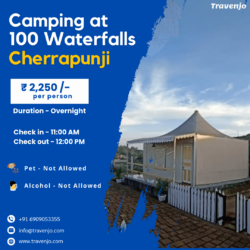 Camping at 100 waterfall in Cherrapunji